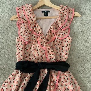 💖H&M Feminine Pink/Black Polka Dot Dress Size 2